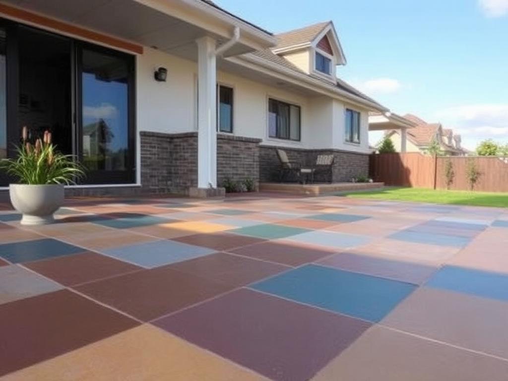 Coloured decorative concrete patio